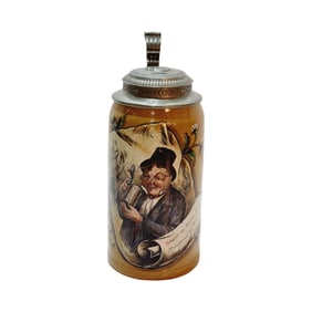 Mettlach #1526, German Beer Stein, Man with Stein