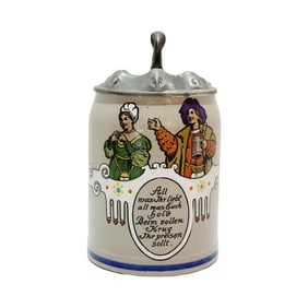 Marzi & Remy Stein, German Beer Stein, Courting Couple with Saying