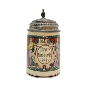 Marzi & Remy Stein, German Beer Stein, Bau-Absolvia 1904 Student Association Stein