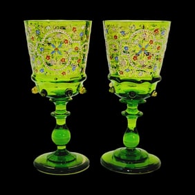 Glass Goblet, German Wine Goblet, Pair of Goblets