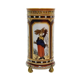 Mettlach #1462, German Footed Vase, 4 Panels of Women