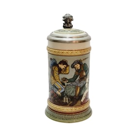 Mettlach #2441, German Beer Stein, German Drinkers Playing Dice