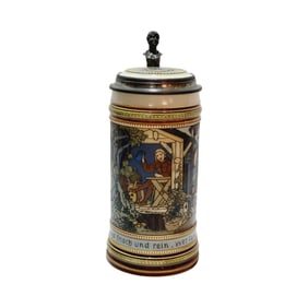 Mettlach #2531, German Beer Stein, Minstrel Drinking