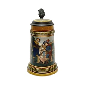 Mettlach #2501, German Beer Stein, Festive Outdoor Scene