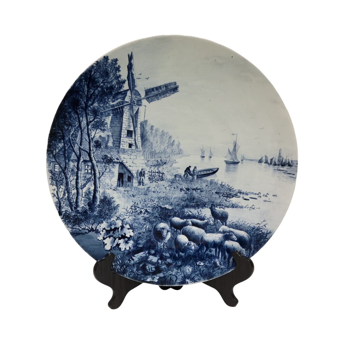 Mettlach #1044/5178, German Delft Plaque, Dutch Harbor Scene (1 of 2)