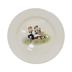 Mettlach #7387, German Plate, Dutch Couple Resting Plate
