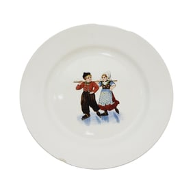 Mettlach #7395, German Plate, Dutch Couple Skating Plate