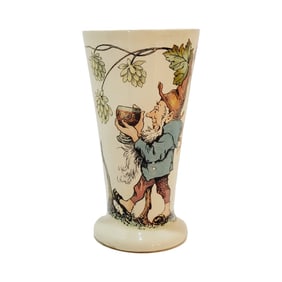 Mettlach #2842/1173, German Beaker, Gnome Holding Roemer Glass