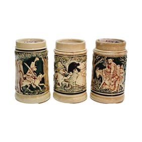 Small German Steins, German Beer Steins, Set of 3 Child's Steins