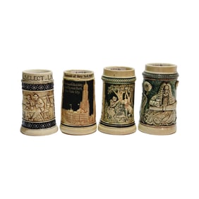 Small German Steins, German Beer Steins, Set of 4 Steins