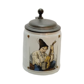 Mettlach #1645 II, German Beer Stein, Guitar Player