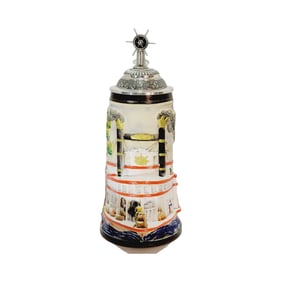 Ransbach-Baumbach in Westerwald, German Beer Stein, Paddle Wheel Steam Ship