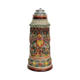 A J Thewalt #2735, German Beer Stein, Knights Fighting