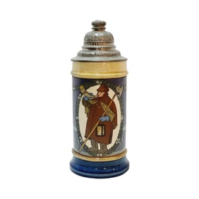 Mettlach #2937, German Beer Stein, Night Watchman