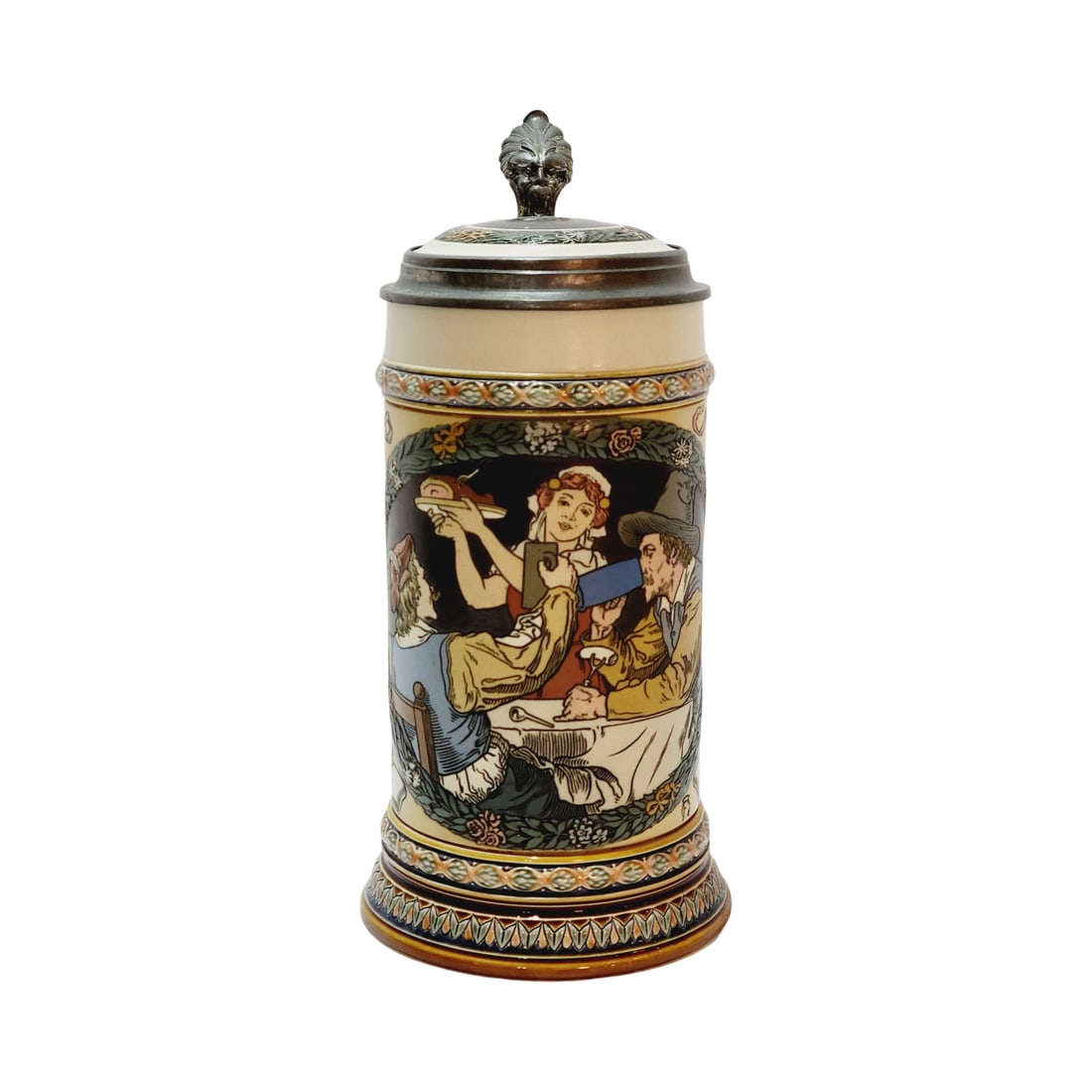 Mettlach #2716, German Beer Stein, Drinkers with Saying (1 of 8)