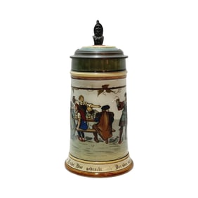 Mettlach #2028, German Beer Stein, Round of Drinks