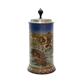 Mettlach #2083, German Beer Stein, Hunting in the Middle Ages