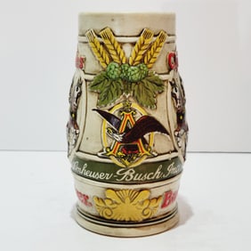 Ceramarte Budweiser CS58, Brazilian Beer Stein, Cameo Wheatland