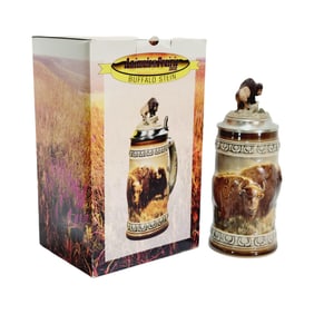 Simon Peter Gerz Budwieser GL11, German Beer Stein, Animals of the Prairie - Buffalo