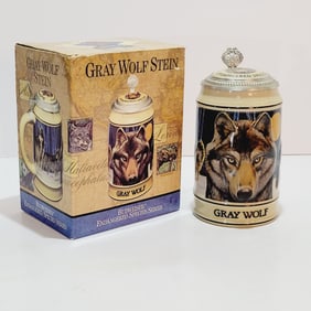 Ceramarte Budwieser CS226, Brazilian Beer Stein, Gray Wolf