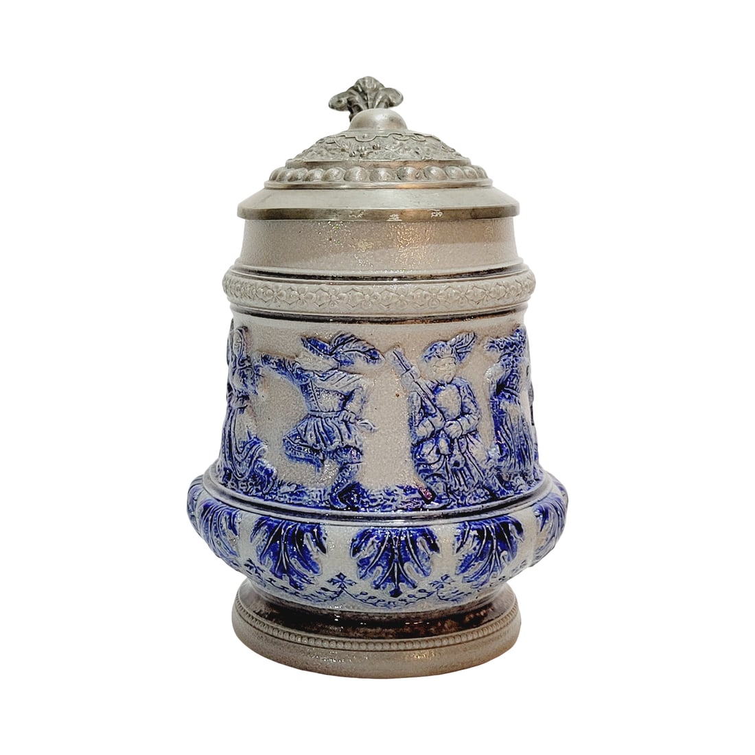 Early Stoneware Stein, German Beer Stein, Festive Couples