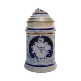 Simon Peter Gerz #845, German Beer Stein, Barmaid and Tavern Scenes