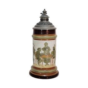 Hauber & Reuther #165, German Beer Stein, Tavern Scene