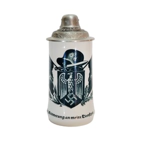 Allach Porcelain Stein, German Beer Stein, Eagle Crest with Swastika