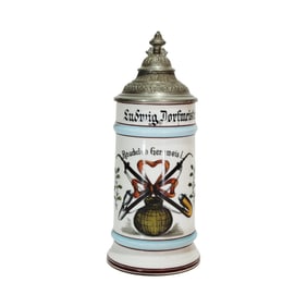 Porcelain Stein, German Beer Stein, Smoking Club Presentation Stein