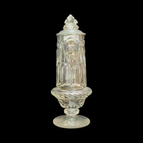 German Glass Beer Stein, Footed Tall Glass Stein