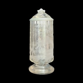 German Glass Beer Stein, Hunting Stein