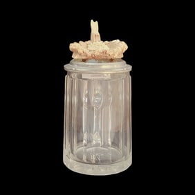 German Glass Beer Stein, Stag Horn Stein