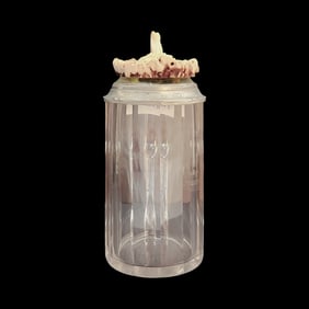 German Glass Beer Stein, Stag Horn Stein