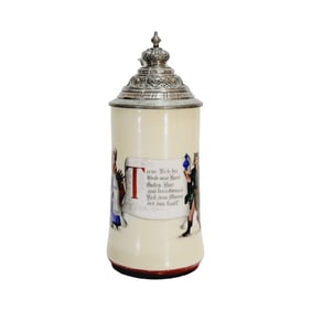Porcelain Stein, German Beer Stein, German Family with Saying