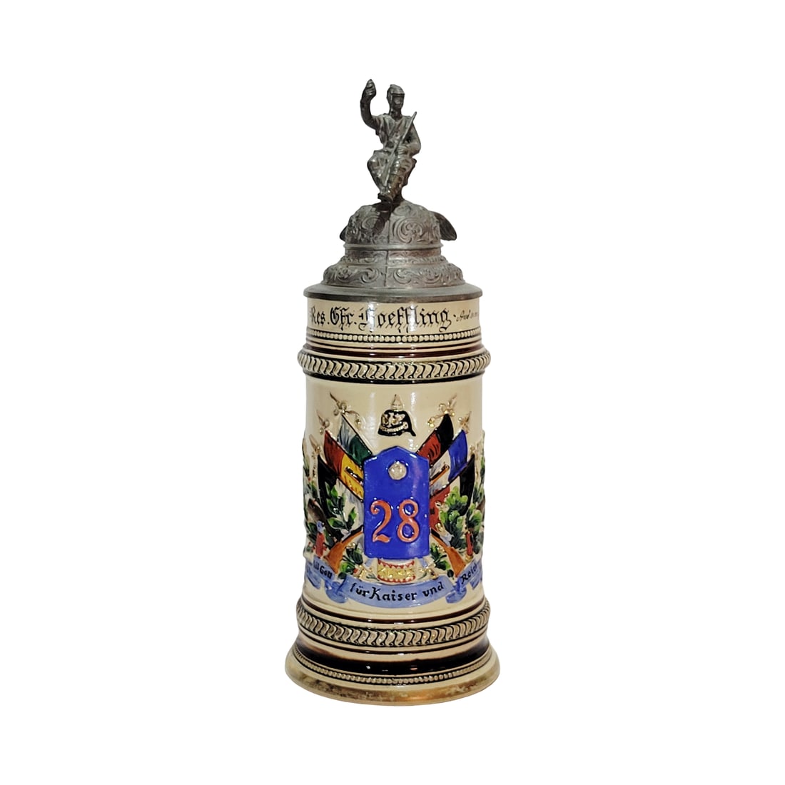 Regimental Stein, German Beer Stein, 2 Comp. Inf. Rgt. V.Geoben 2 Rhn. N.28.Ehrenbreihlein (1 of 16)