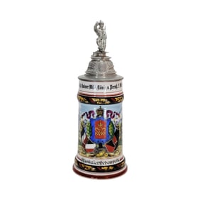 Regimental Stein, German Beer Stein, 4. Comp. Inf.-Rgt. Kaiser Wilh. V. Prenk. 2. Wurtt. Nr.120 Ulm.