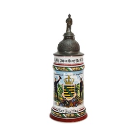 Regimental Stein, German Beer Stein, Kgl. Sachs. 8. Inf.-Rgt. ,,Prinz Johann Georg" Nr.107 Leipzig