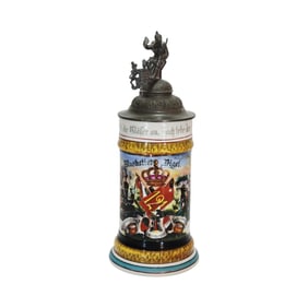 Regimental Stein, German Beer Stein, 9. Comp. Inft.-Rgt. Alt. Wurttb. 3 Fflurn v. Dudwigsbuar