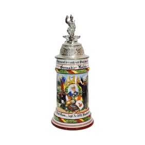 Regimental Stein, German Beer Stein, 8. Comp. 1 Bad. Leib Gren. Regt. Nr.109 Karlsruhe. 1905-1907