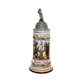 Regimental Stein, German Beer Stein, 6. Comp. Inft. Regt. Prinz Carl 4. Groessh. Hess. Nr. 118 Worms