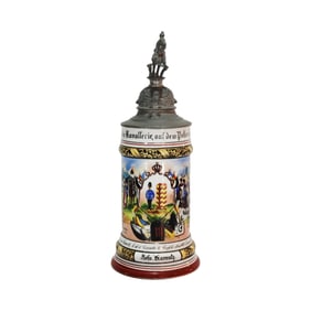 Regimental Stein, German Beer Stein, 5. Escadr. 2. Grossh. MecKlb. Drag. Regt. No.18 Parohim.