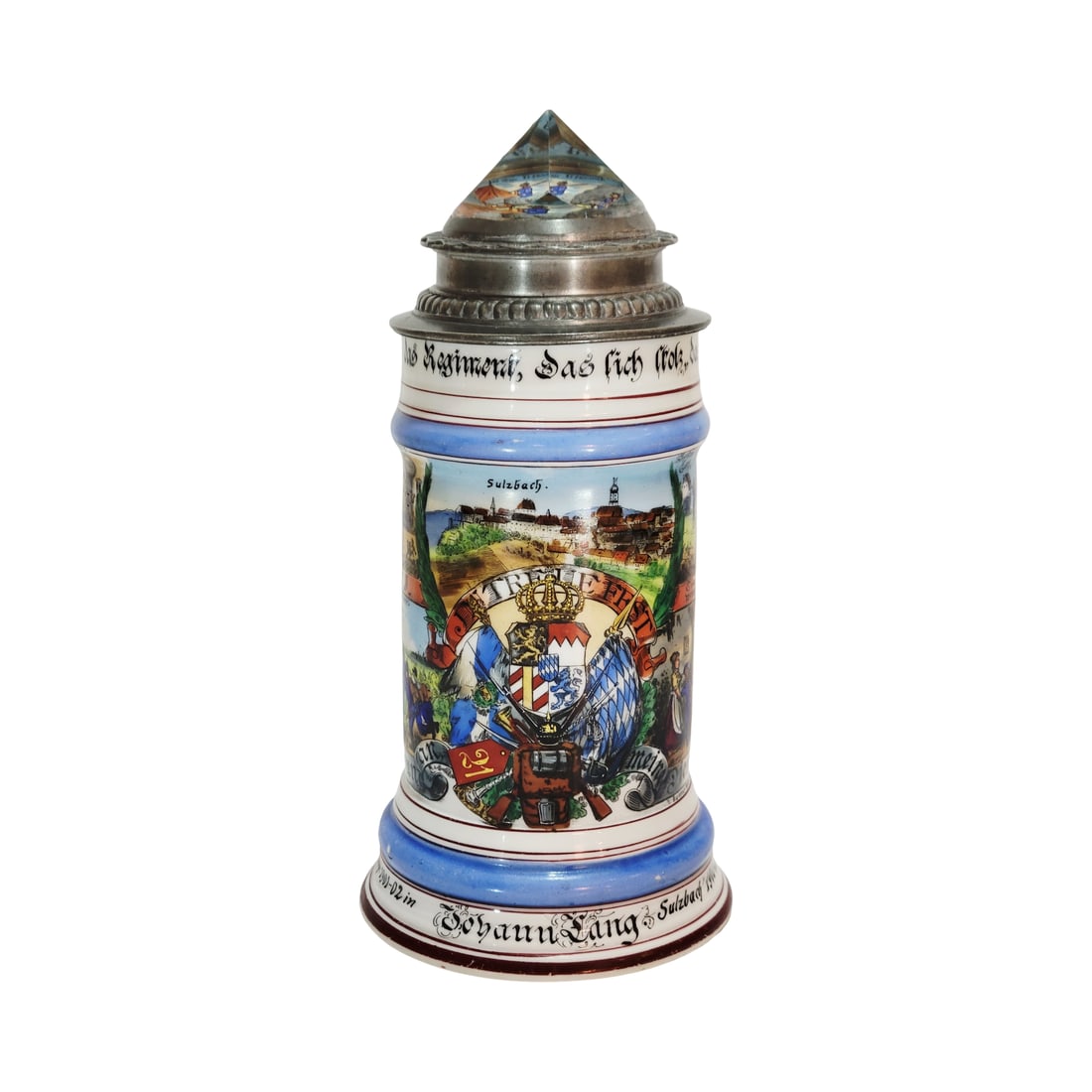 Regimental Stein, German Beer Stein, Kgl. 21. Inftr. Regt. 6. Komp. 1901-1902 in Sulzbach 1902-1903 (1 of 17)