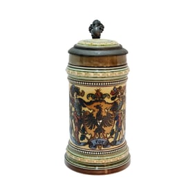 Mettlach Stein #1520, German Beer Stein, Imperial German Coat-of-Arms