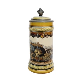 Mettlach Stein #1675, German Beer Stein, View of Heidelberg