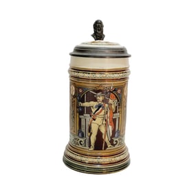 Mettlach Stein #1914, German Beer Stein, Gymnast 4F Stein