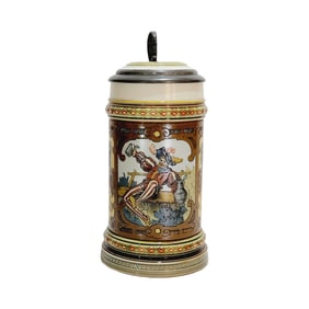 Mettlach Stein #1796, German Beer Stein, Cavalier Drinking