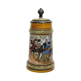 Mettlach Stein #1527, German Beer Stein, Germans Drinking