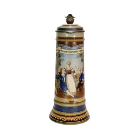 Mettlach Stein #2286, German Beer Stein, Drinker with the Owner of Zur Linde