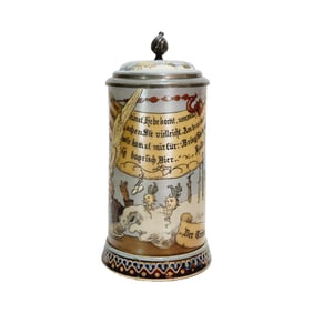 Mettlach Stein #2089, German Beer Stein, Drinker on Mount Olympus