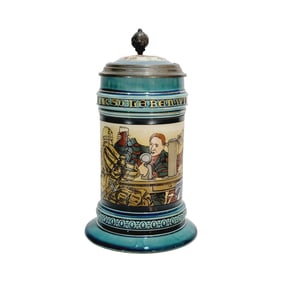Mettlach Stein #2044, German Beer Stein, Old German Drinkers
